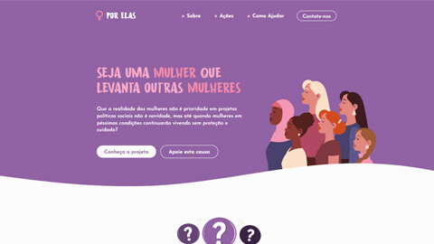 Landing page do Projeto Por Elas